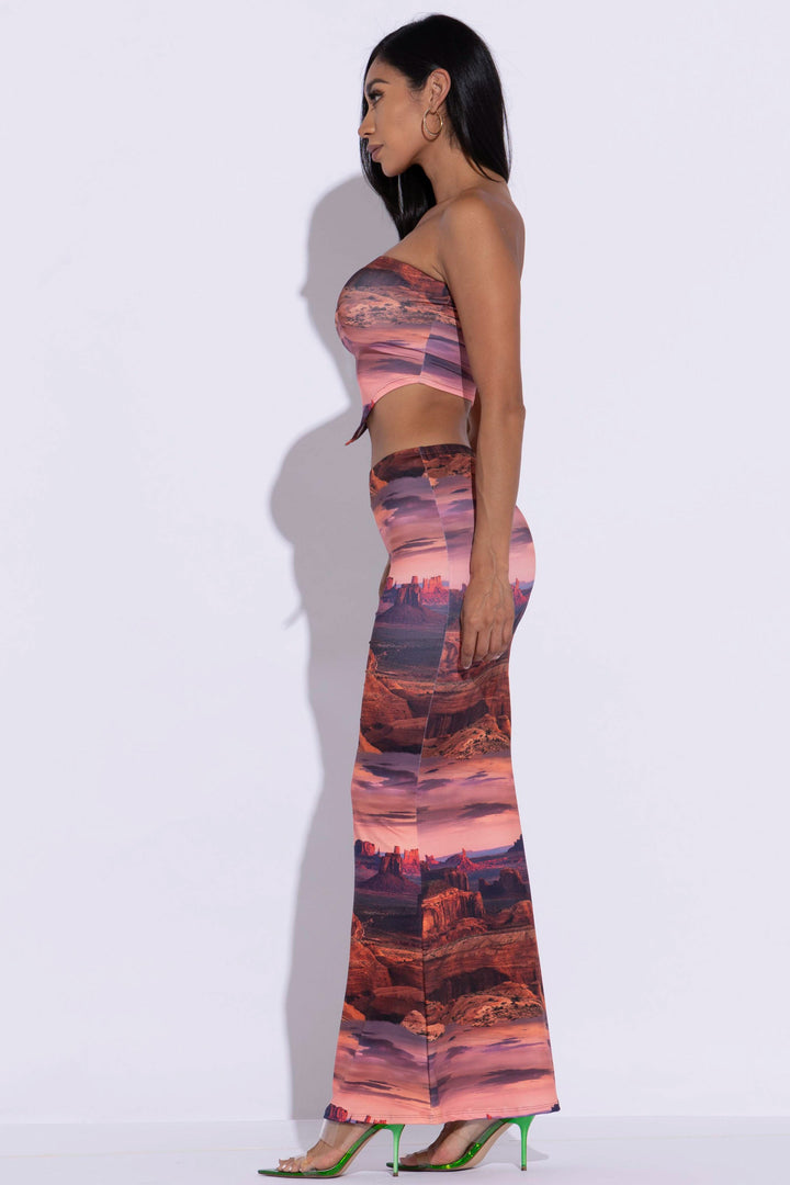 Printed Tube Top And Maxi Skirt