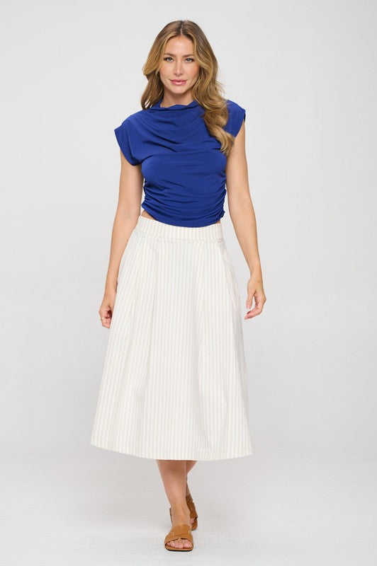 Mock neck Short Sleeve Ruched Crop Top