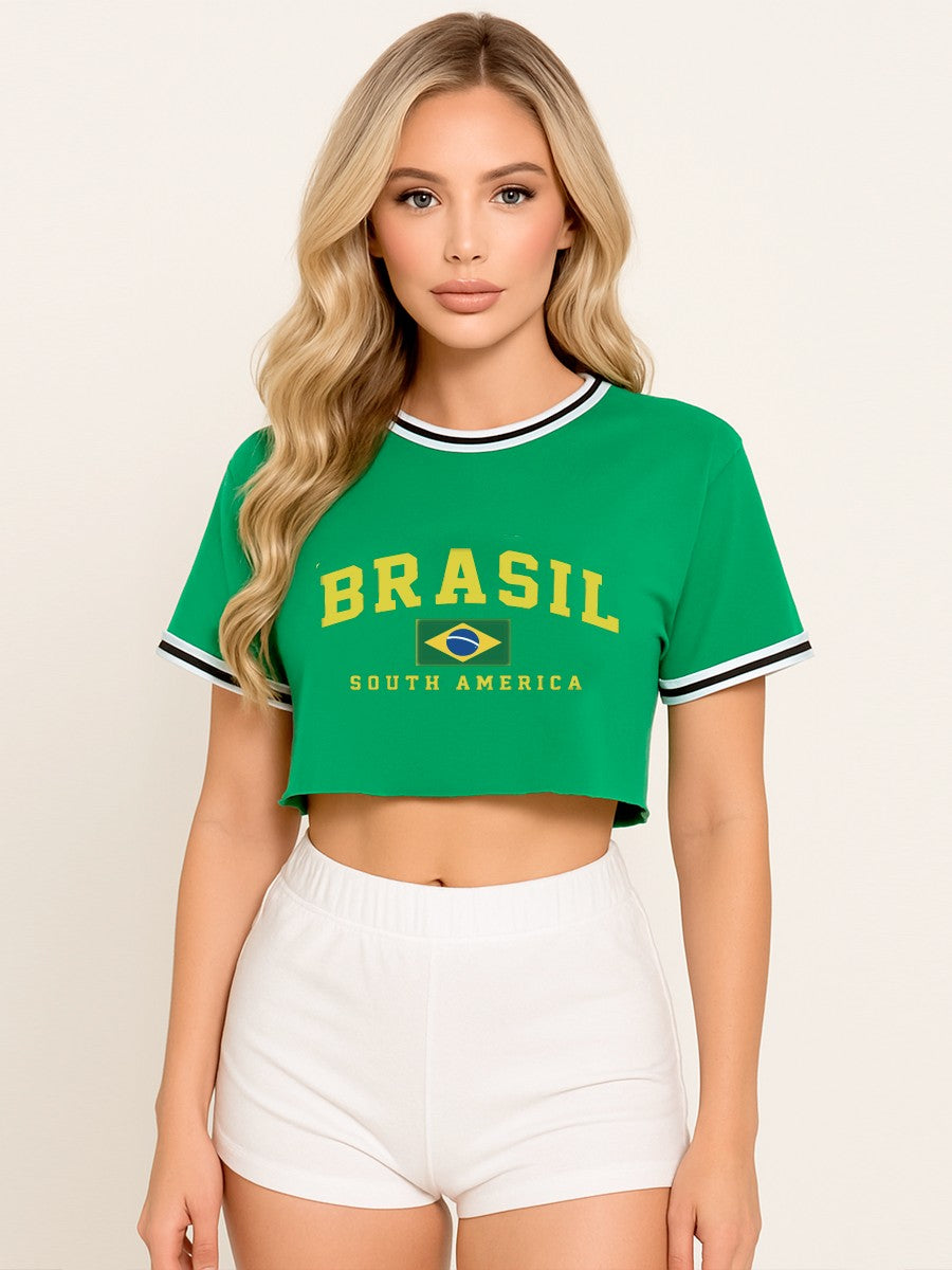 Women's Brasil Cropped Soccer Tee