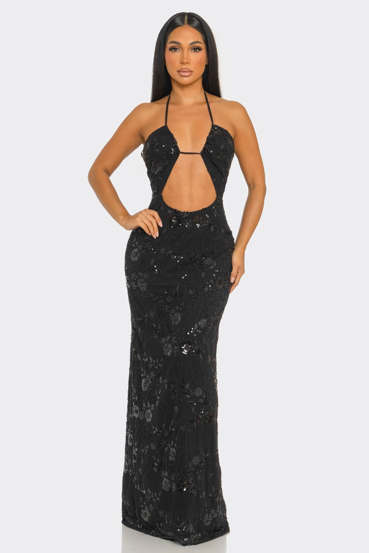Midnight Temptation Sequin Maxi Dress