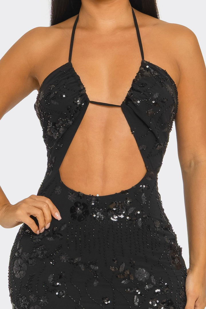 Midnight Temptation Sequin Maxi Dress