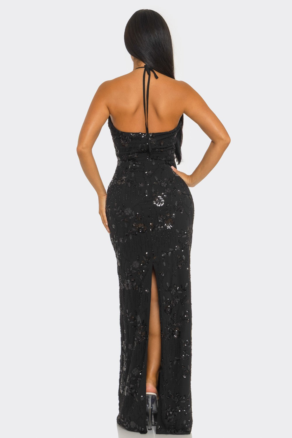 Midnight Temptation Sequin Maxi Dress