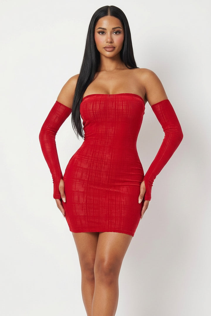 Burn-out Mesh Dress With Thumb Hole Arm Sleeves