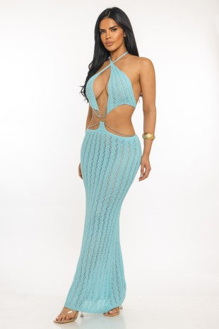 Sunlit Escape Knitted Maxi Dress