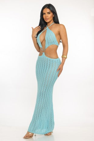 Sunlit Escape Knitted Maxi Dress