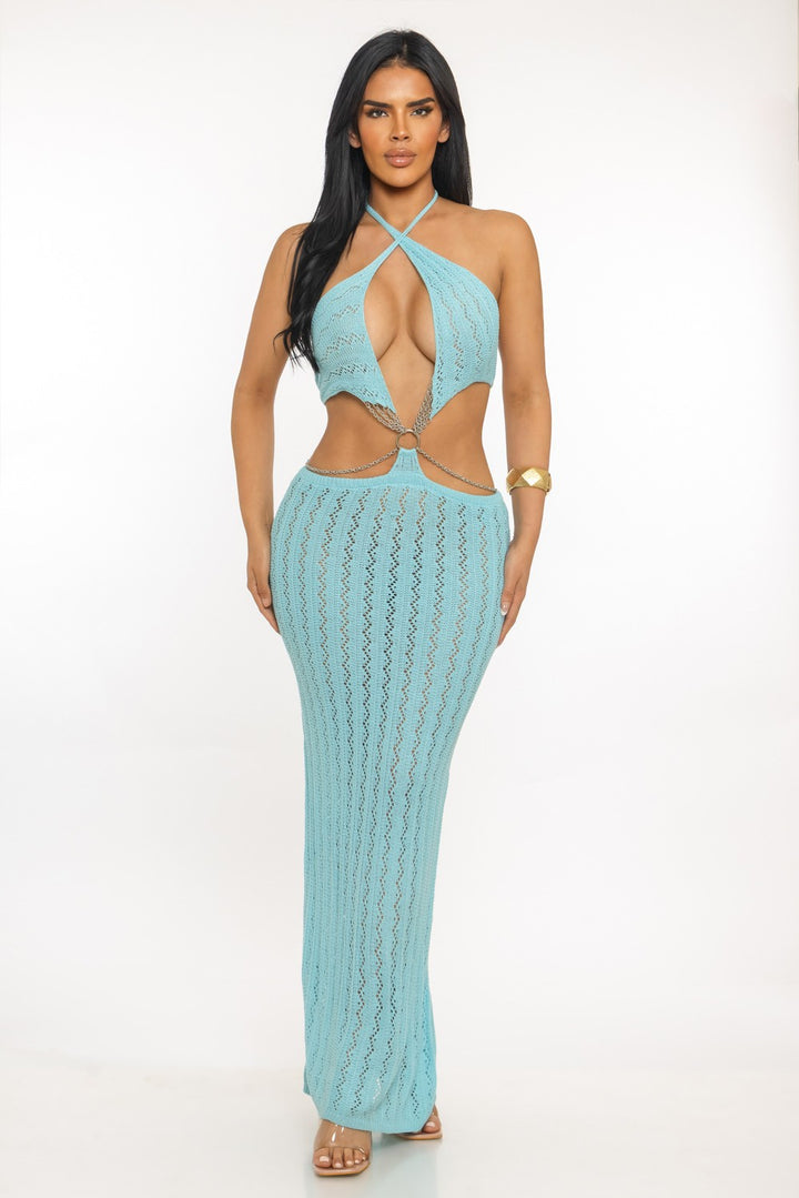 Sunlit Escape Knitted Maxi Dress