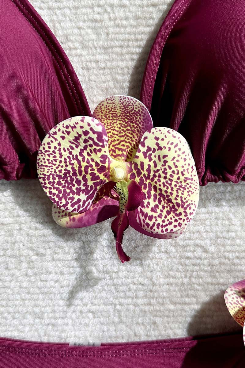 Elegant Floral Embellished Bikini Set