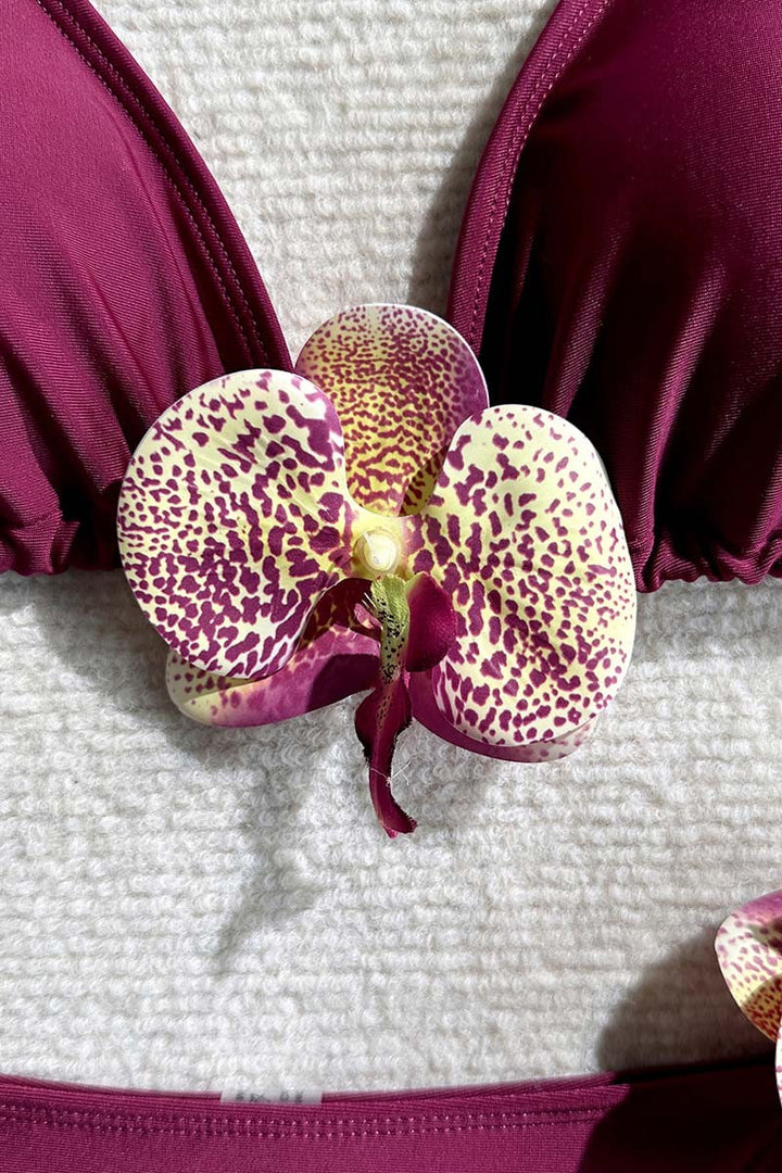 Elegant Floral Embellished Bikini Set