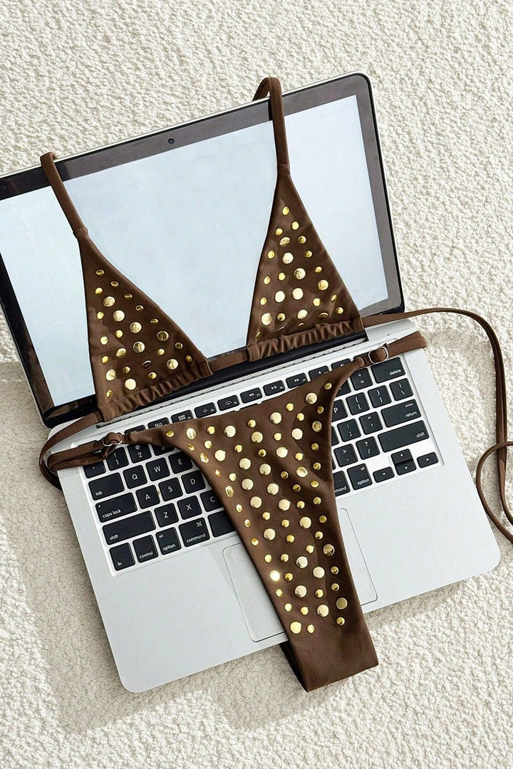 Studded Triangle Bikini Set