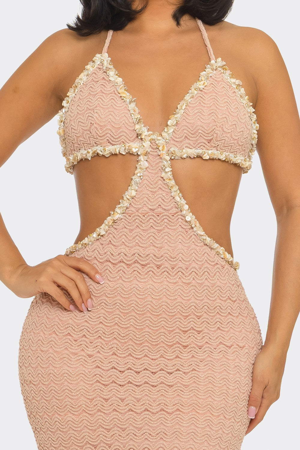 Side Cut Out Waist & Lace up Design Casual Maxi Dress