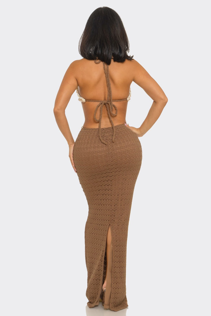 Side Cut Out Waist & Lace up Design Casual Maxi Dress