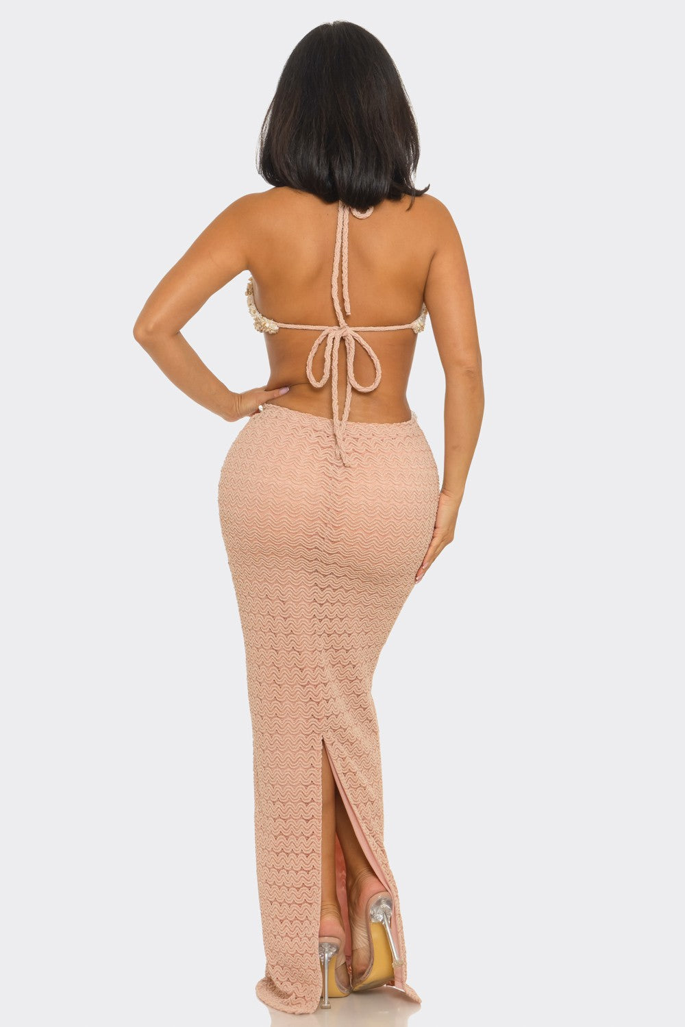 Side Cut Out Waist & Lace up Design Casual Maxi Dress
