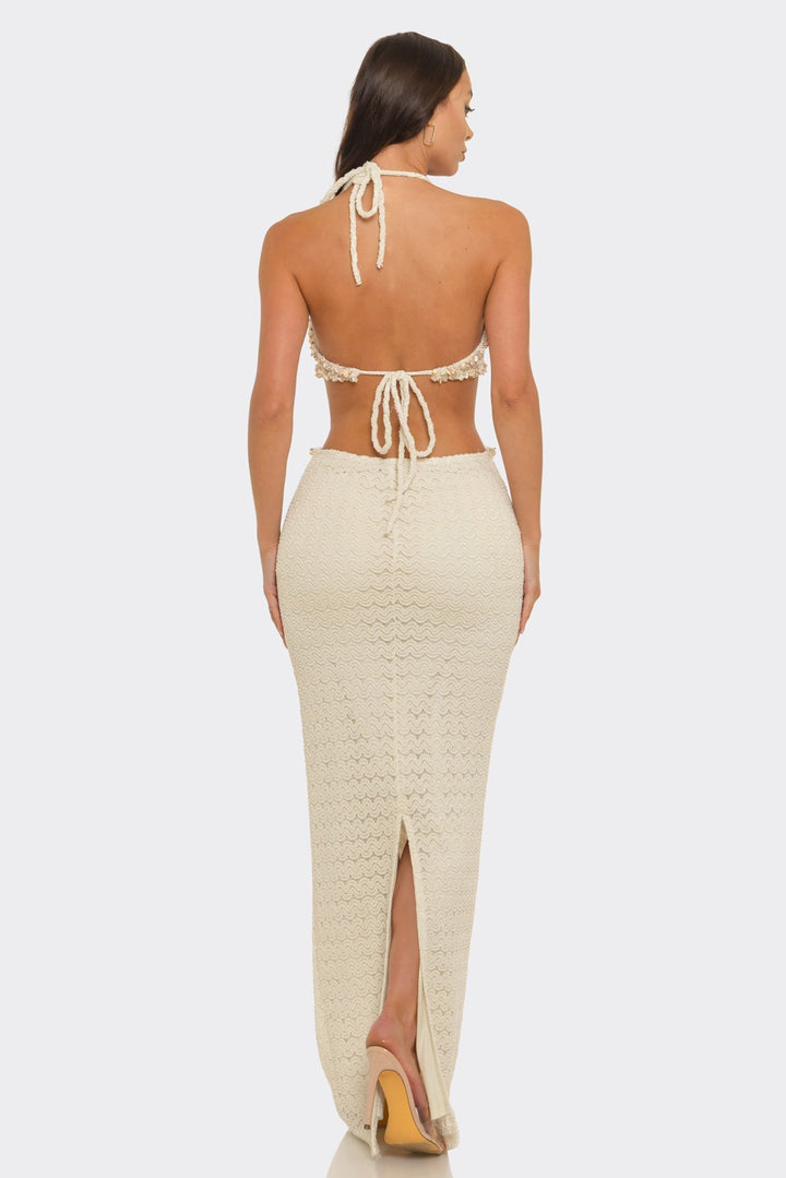 Side Cut Out Waist & Lace up Design Casual Maxi Dress