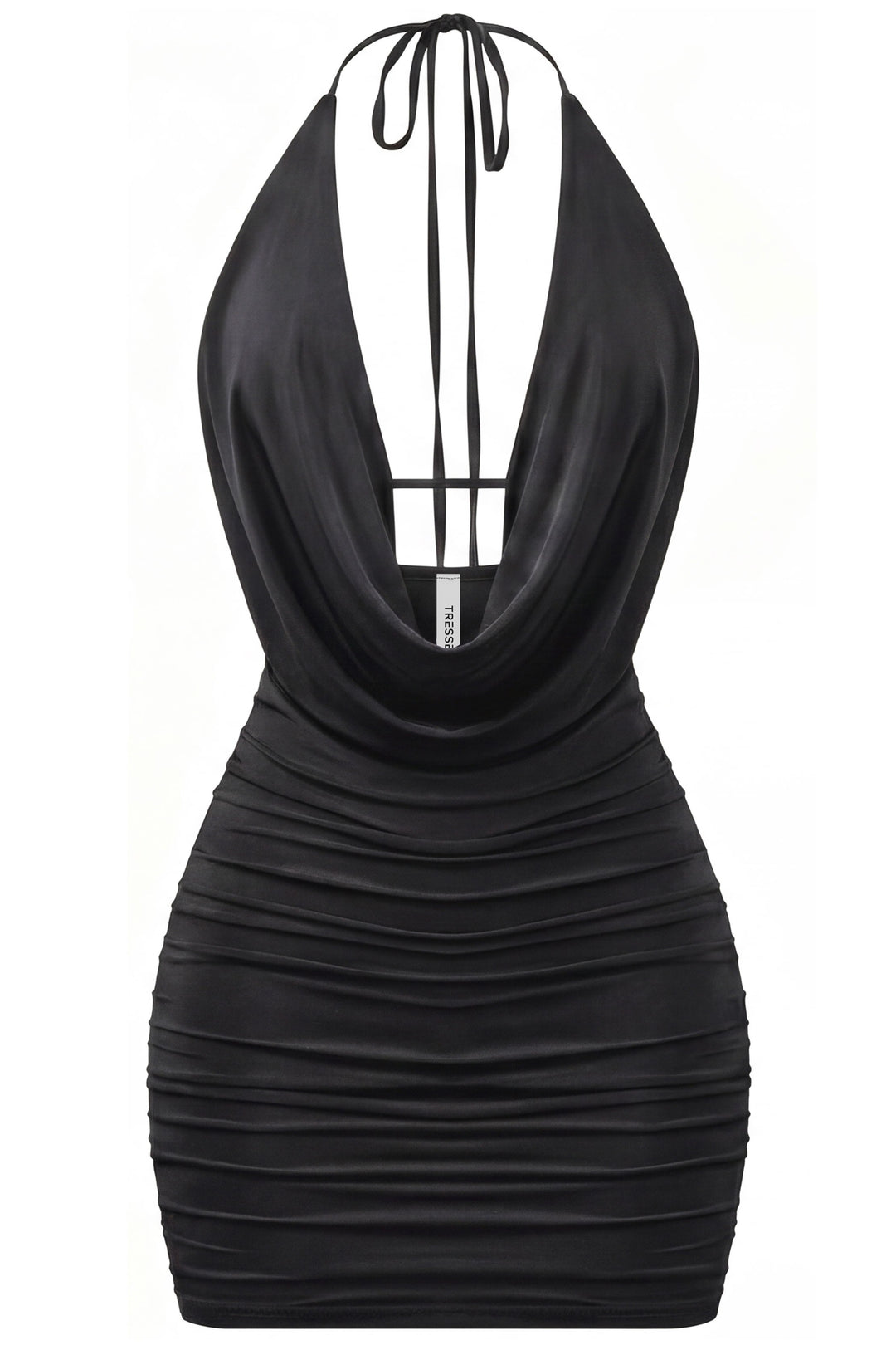 Sleeveless Halter Open Back Ruched Mini Dress