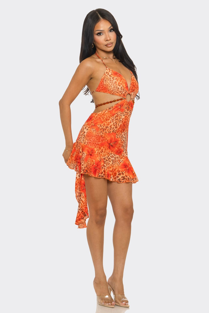 Halter Printed Mini Dress