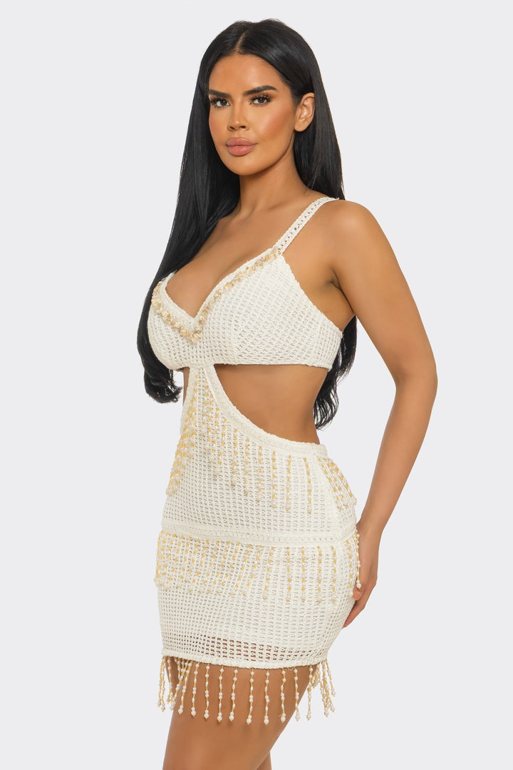 Cut-out Side Knit Mini Skirt