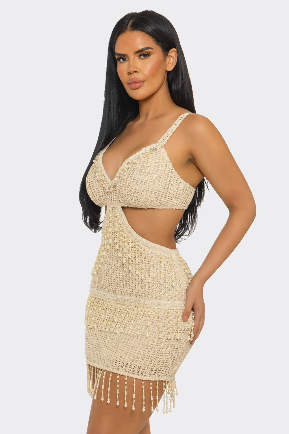 Cut-out Side Knit Mini Skirt