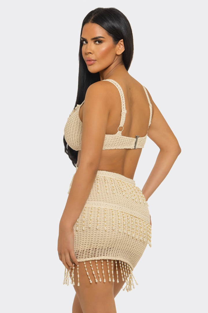 Cut-out Side Knit Mini Skirt