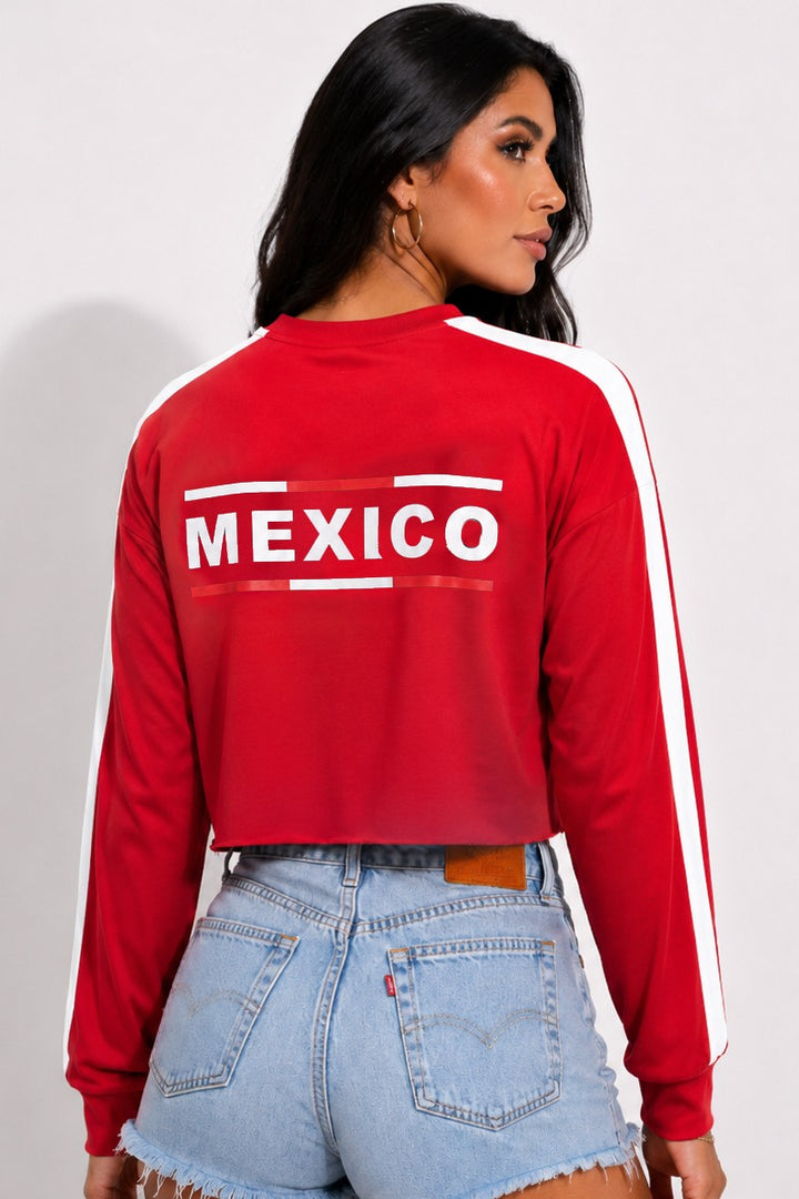 Women's Mexico Long Sleeve Cropped Soccer Jersey