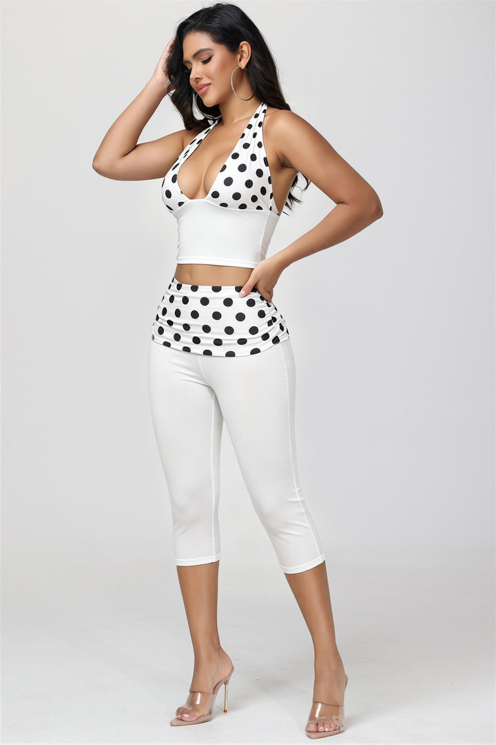 Eliana Polka Dot Halter Capri Set