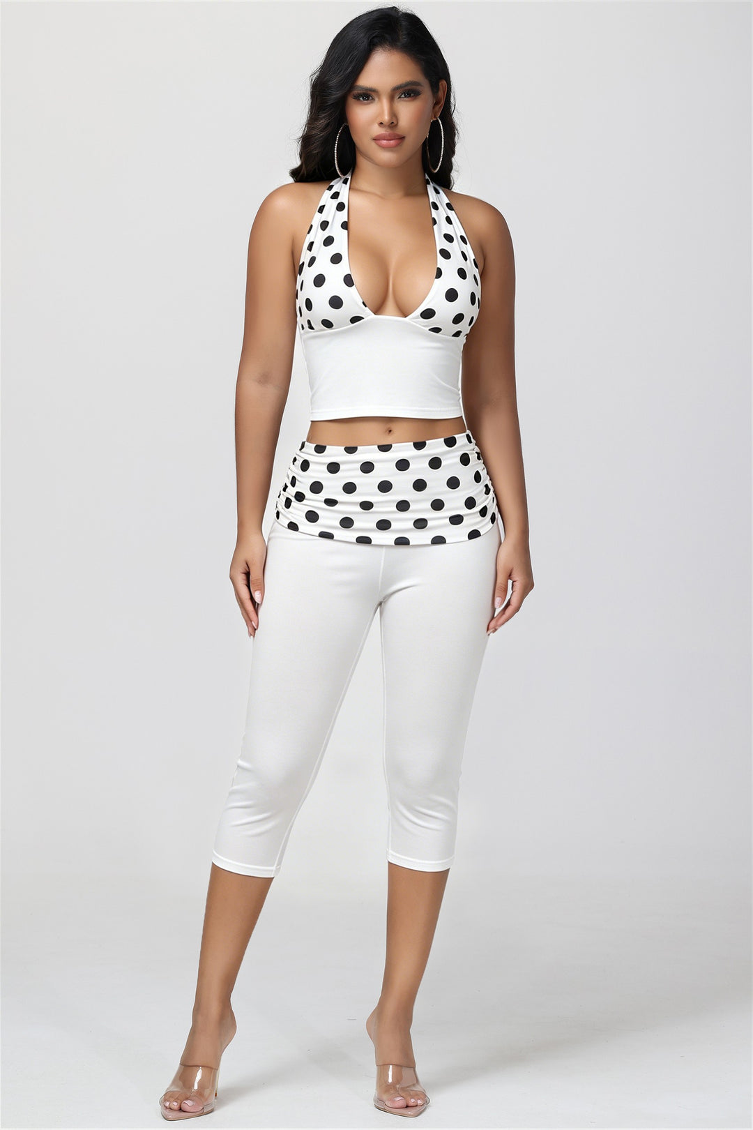 Eliana Polka Dot Halter Capri Set