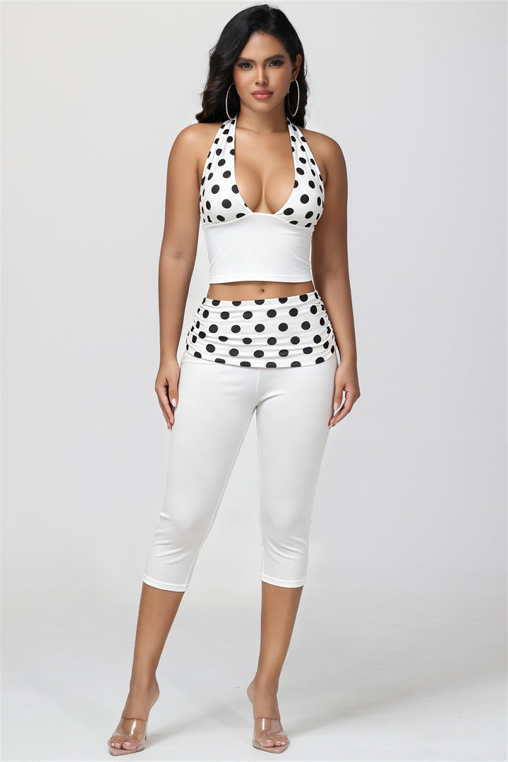 Eliana Polka Dot Halter Capri Set