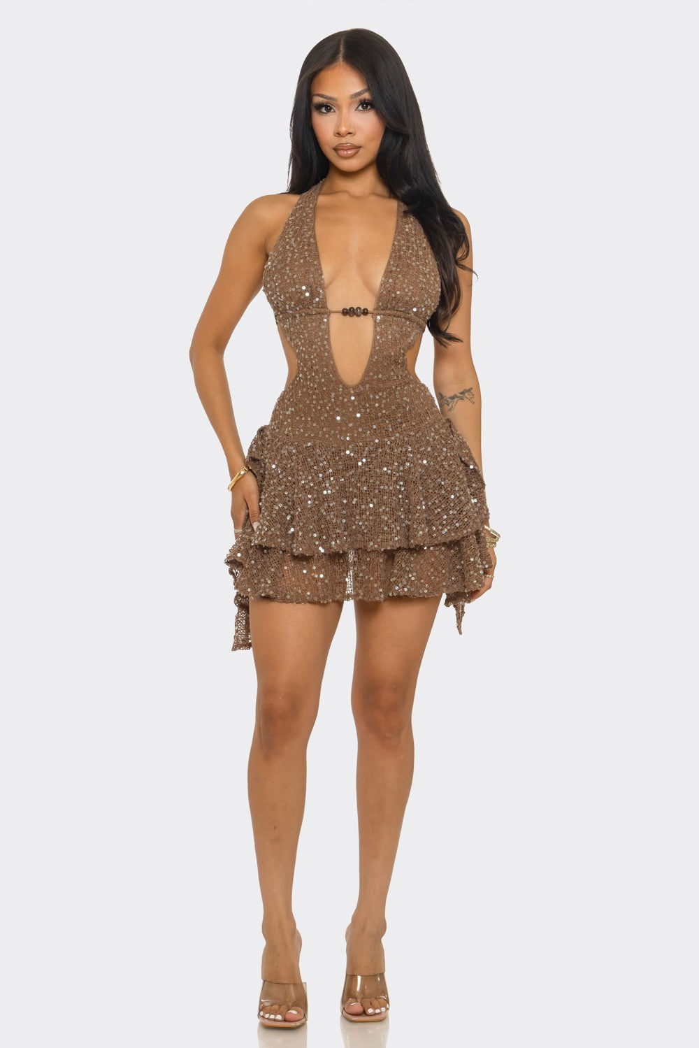 Halter Mini Dress With Open Back