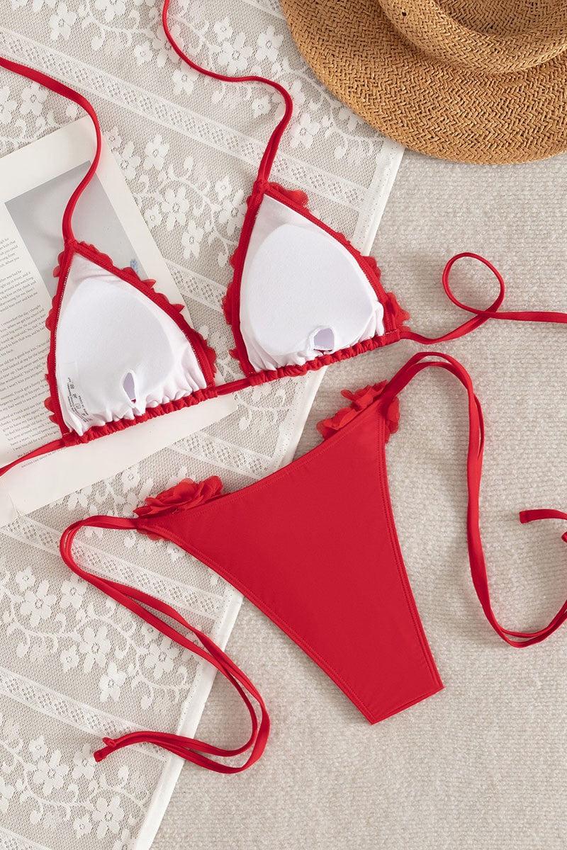 Floral Ruched Halter Bikini Set
