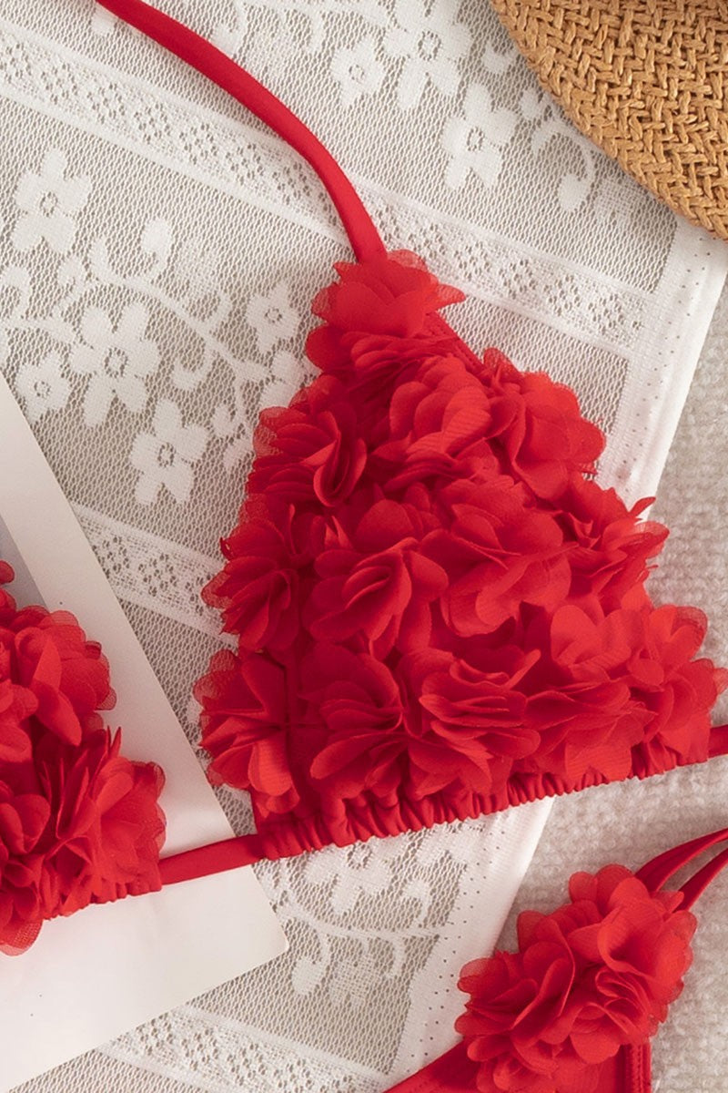 Floral Ruched Halter Bikini Set