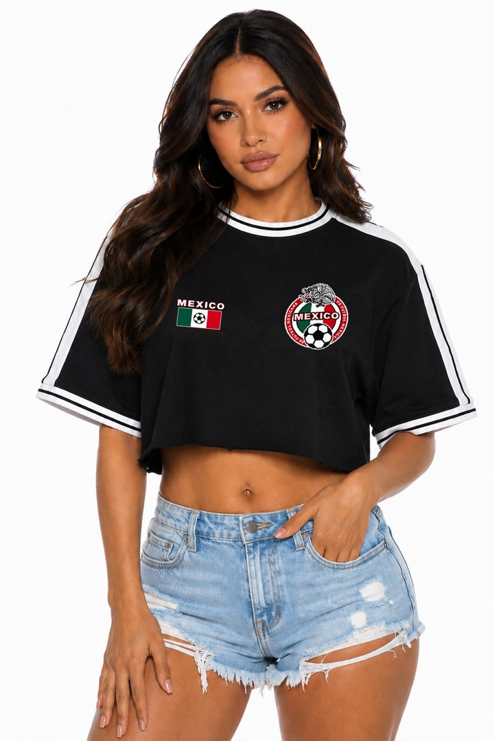 Women's Mexico Cropped Soccer Jersey Tee