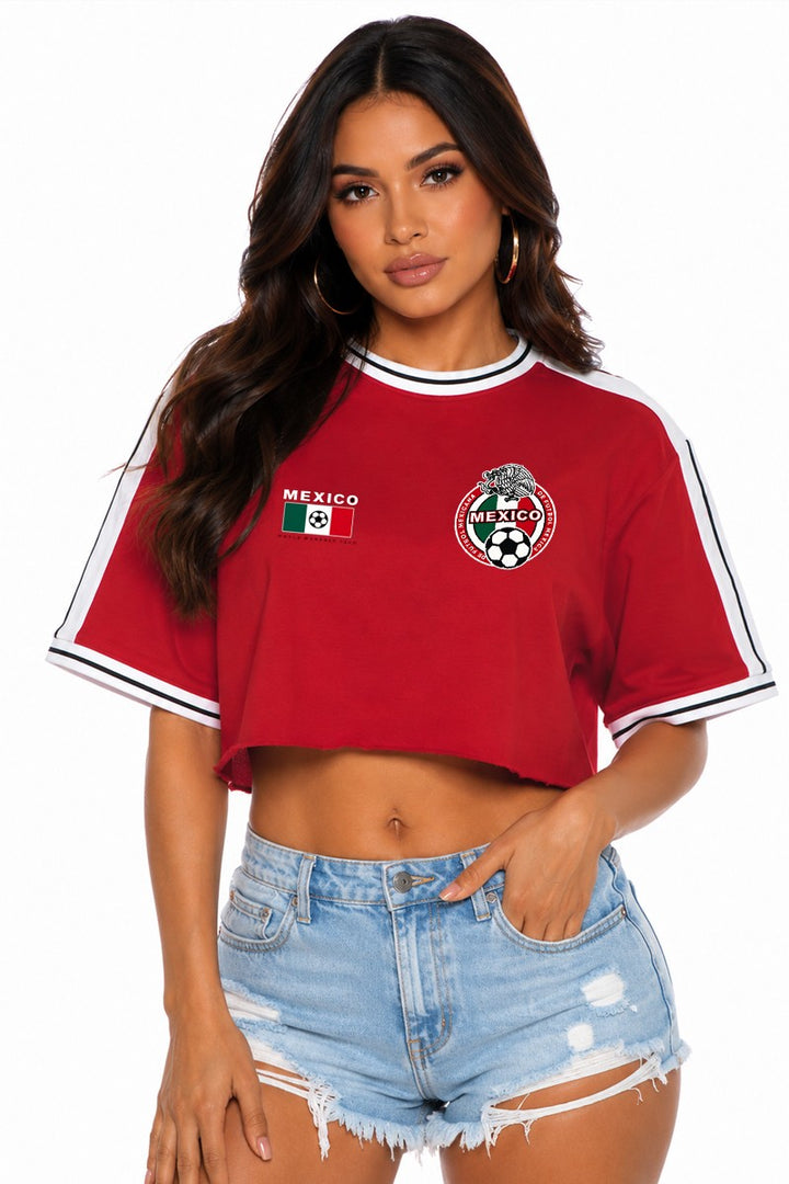 Women's Mexico Cropped Soccer Jersey Tee