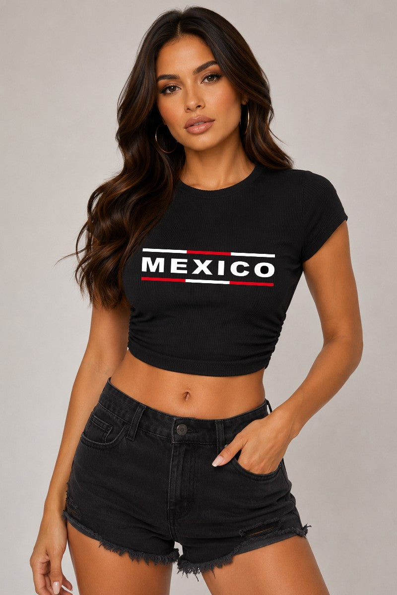 Women's Mexico Ribbed Open Back Crop Top