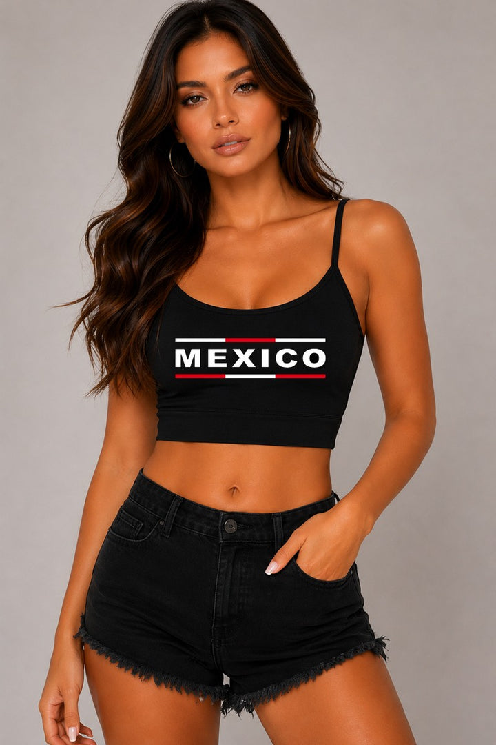 Women's Mexico Cami Crop Top with Removable Bra