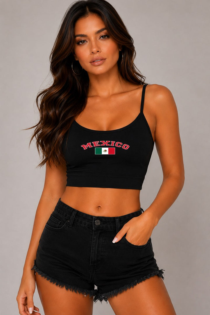 Women's Mexico Cami Crop Top with Removable Bra