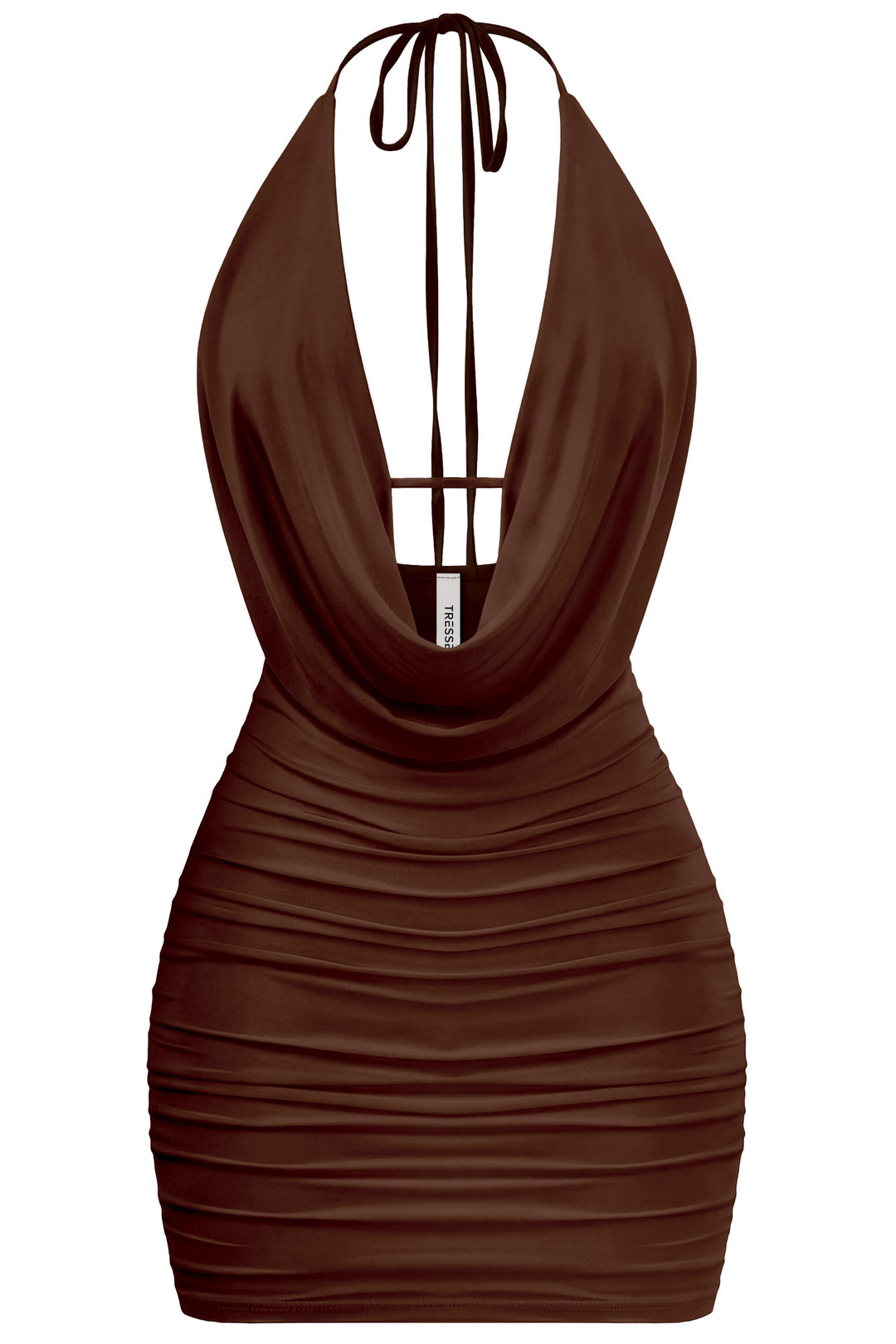 Sleeveless Halter Open Back Ruched Mini Dress