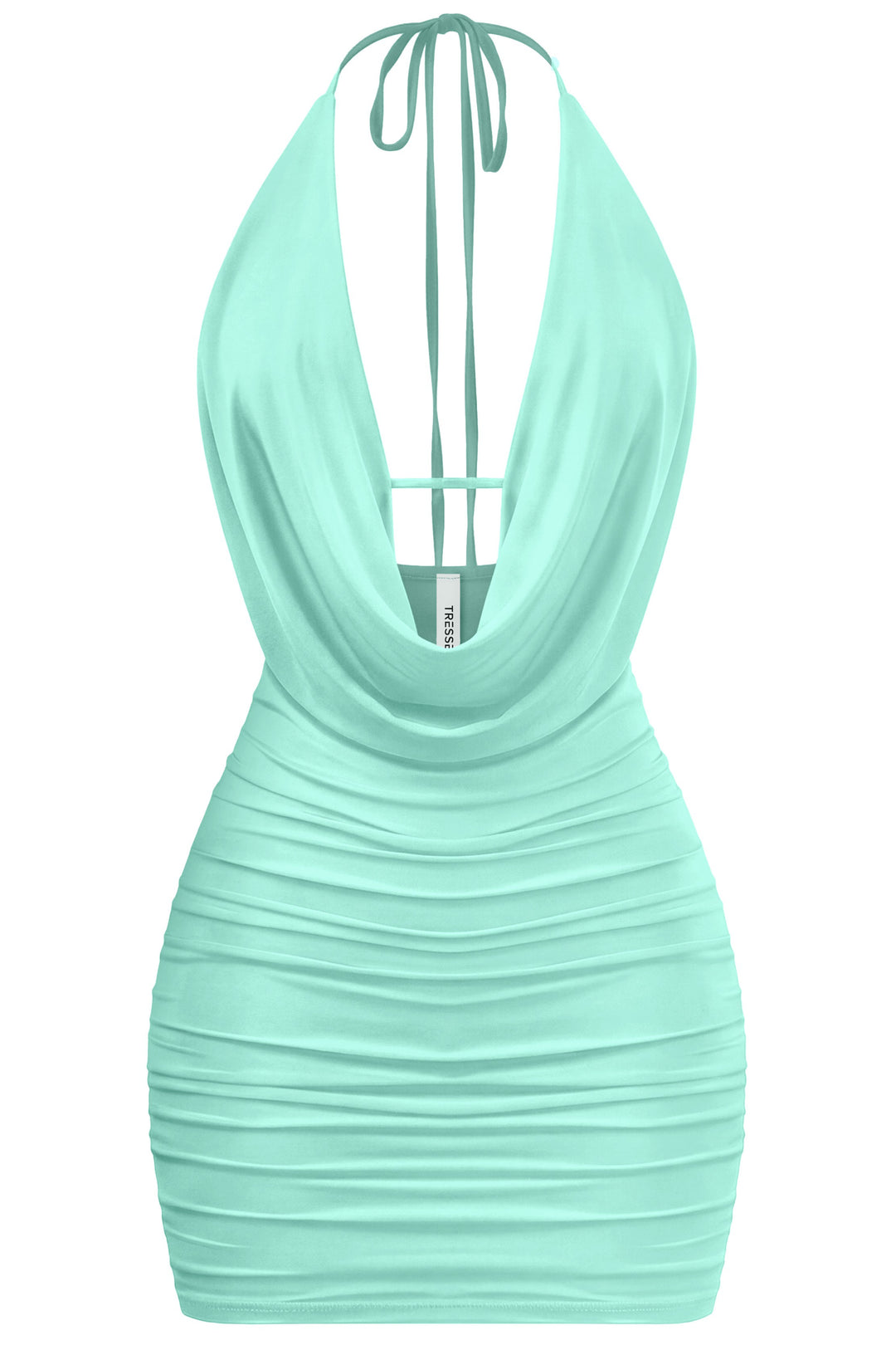 Sleeveless Halter Open Back Ruched Mini Dress