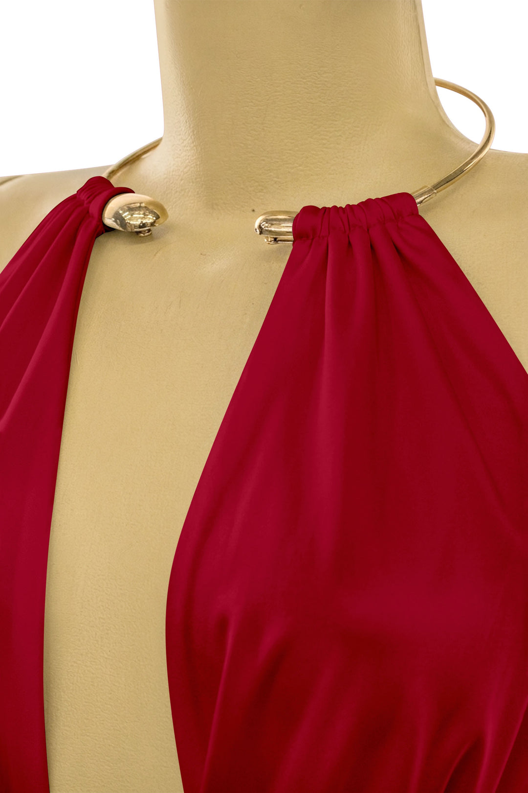 Sleeveless Gold Cuff Halter Mini Dress