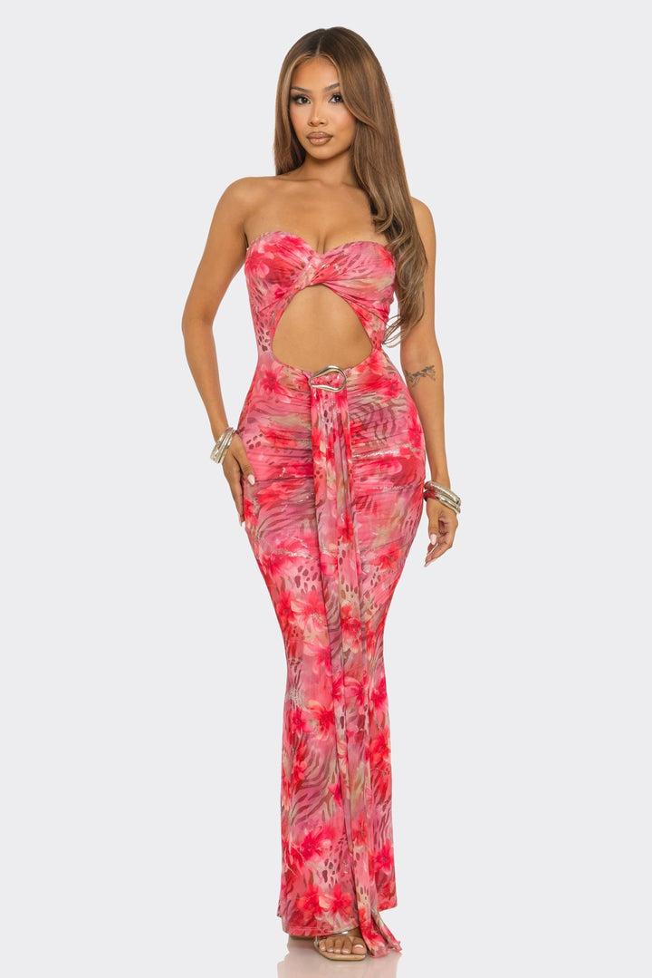 Tube Printed Maxi Dress