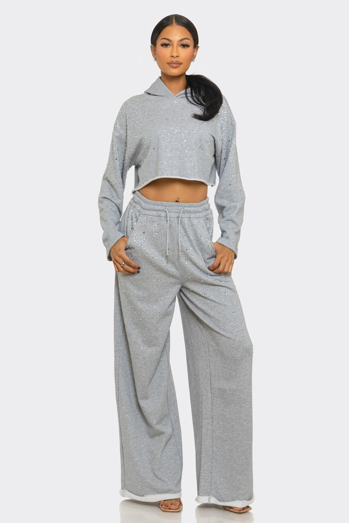 Rhinestone Hoodie Lounge Set