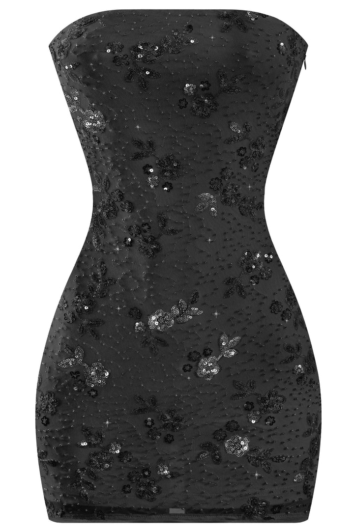 Strapless Embellished Mini Dress