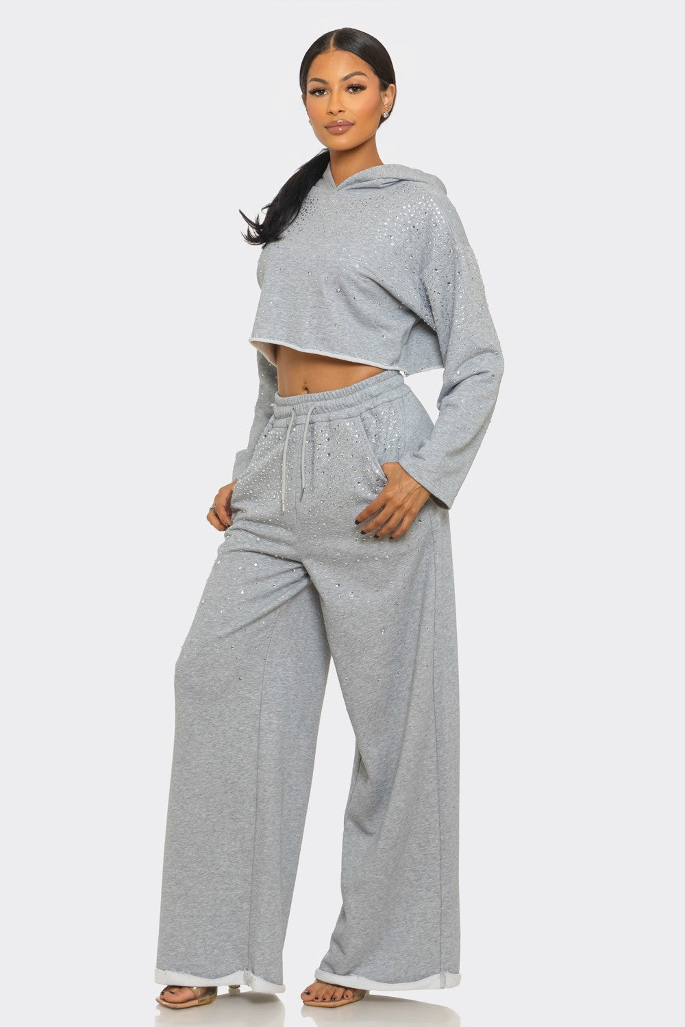 Rhinestone Hoodie Lounge Set