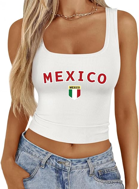 Women's Mexico Ribbed Crop Tank Top