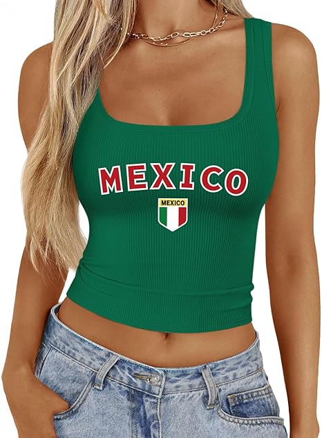Women's Mexico Ribbed Crop Tank Top