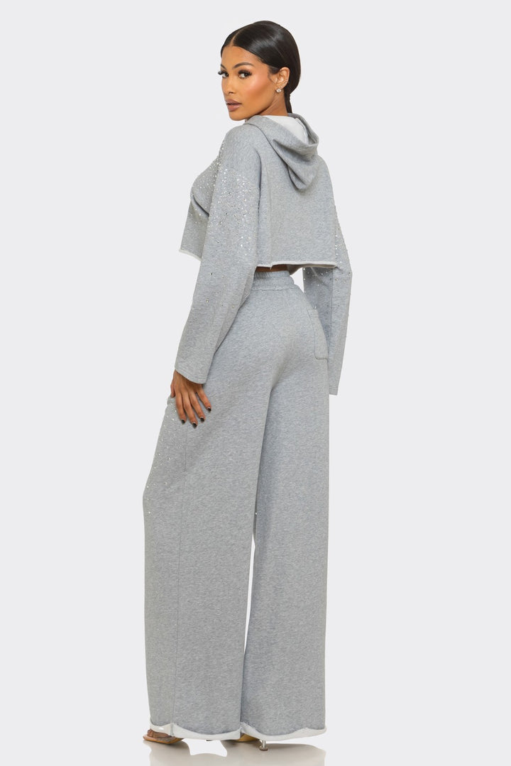 Rhinestone Hoodie Lounge Set