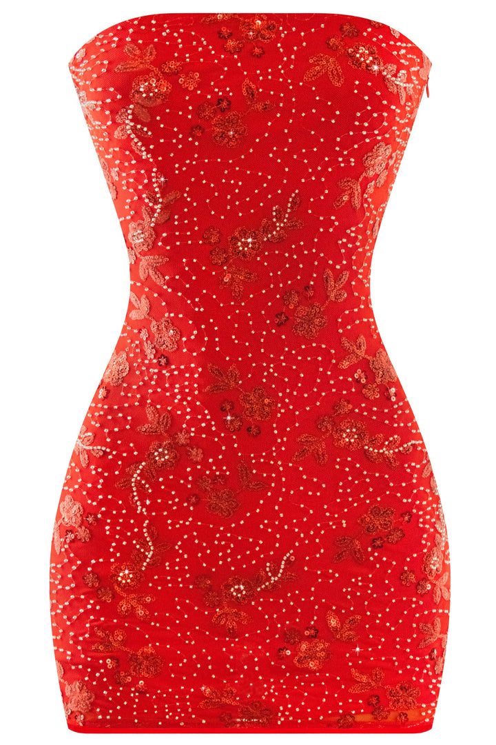 Strapless Embellished Mini Dress