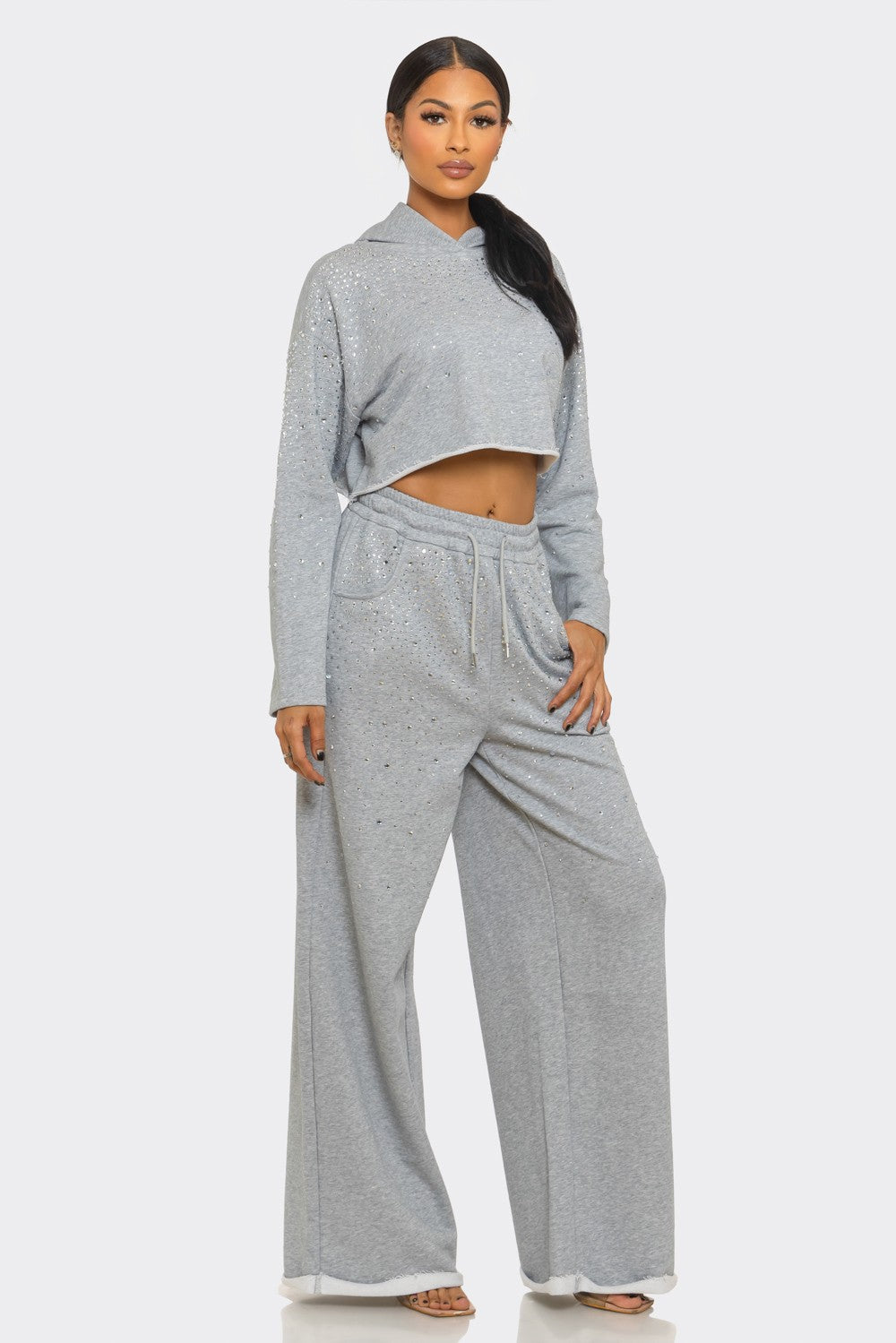 Rhinestone Hoodie Lounge Set