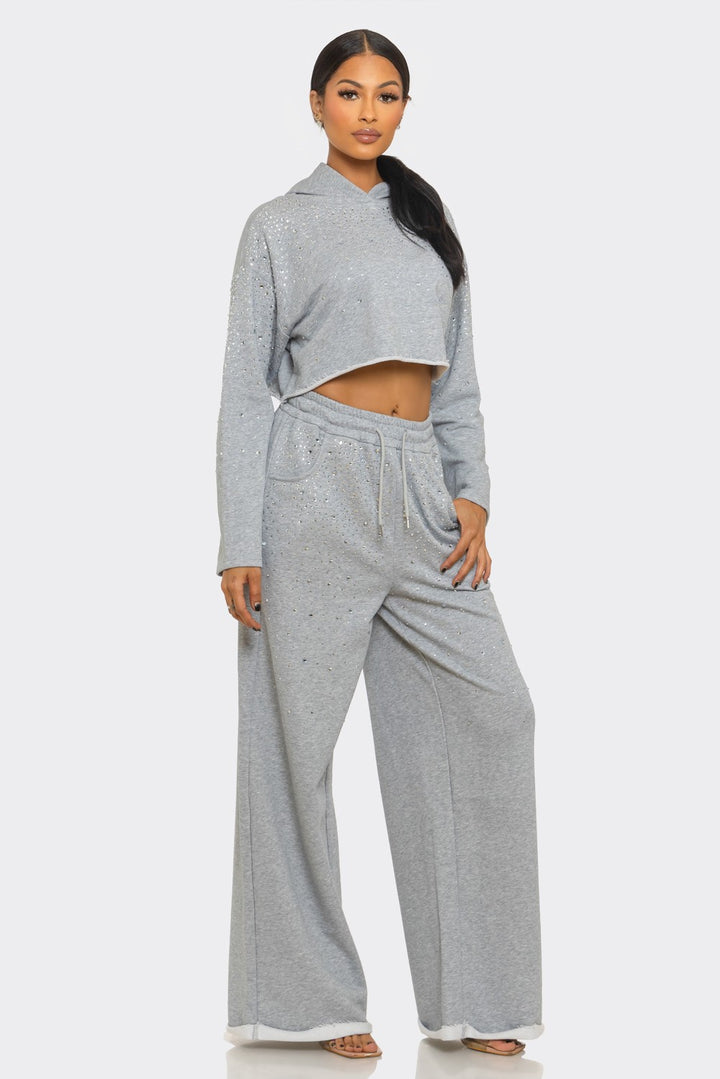Rhinestone Hoodie Lounge Set