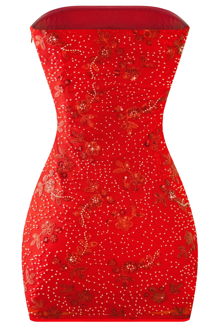 Strapless Embellished Mini Dress