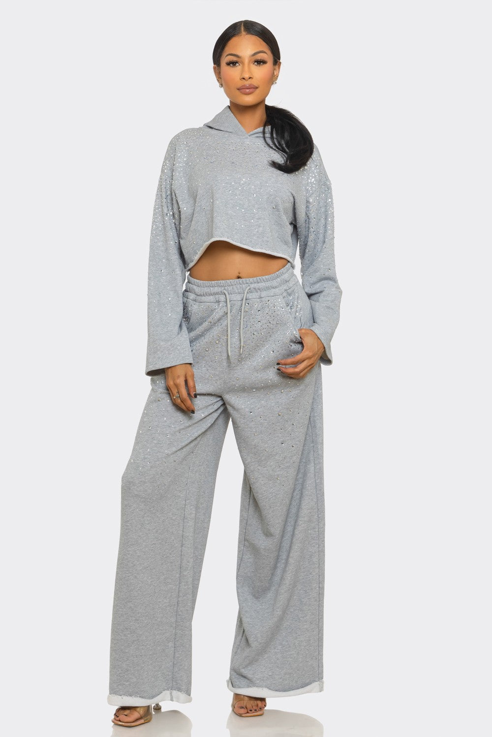 Rhinestone Hoodie Lounge Set