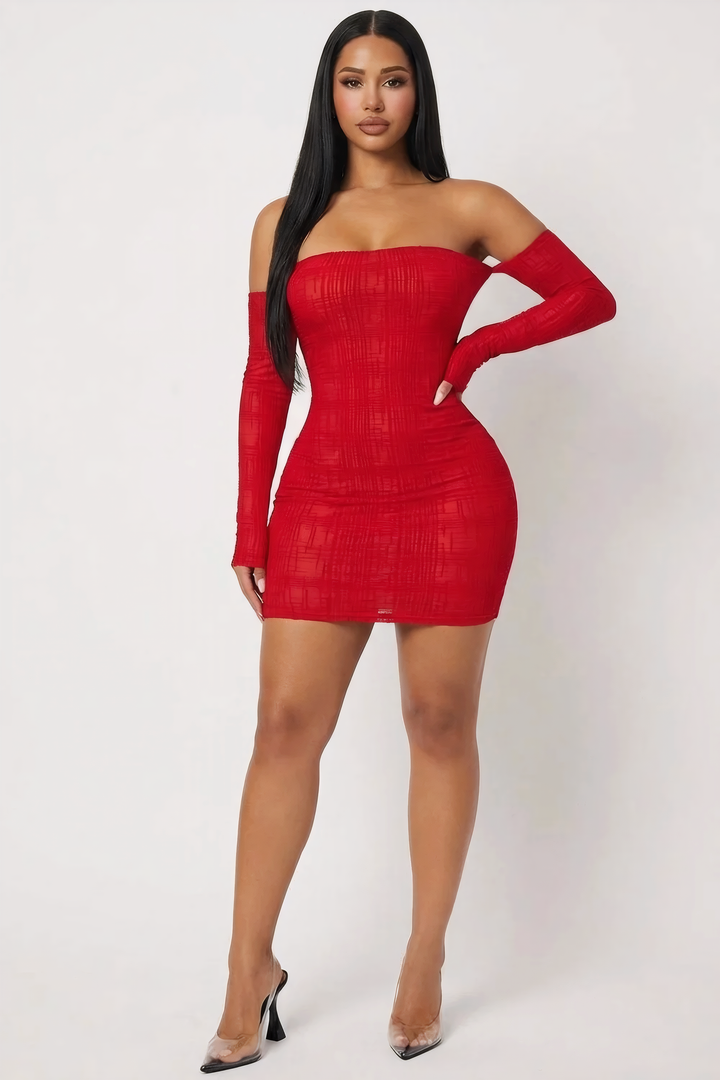 Burn-out Mesh Dress With Thumb Hole Arm Sleeves